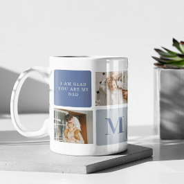 Modern Collage Foto & Blue Happy Vathers Day Gift Kaffeetasse