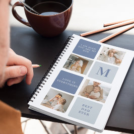 Modern Collage Foto & Blue Happy Vathers Day Gift Notizblock