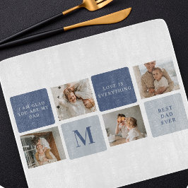 Modern Collage Foto & Blue Happy Vathers Day Gift Schneidebrett