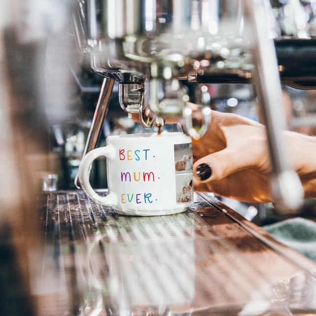 Modern Collage Foto & Colorful Best Mum Ever Gesch Espressotasse (Von Creator hochgeladen)