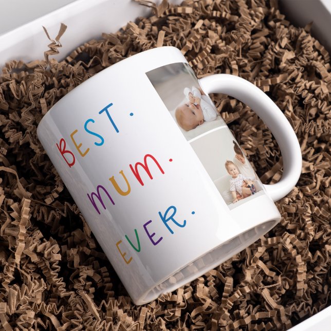 Modern Collage Foto & Colorful Best Mum Ever Gesch Kaffeetasse (Von Creator hochgeladen)