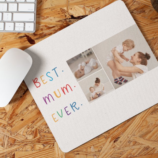 Modern Collage Foto & Colorful Best Mum Ever Gesch Mousepad (Von Creator hochgeladen)