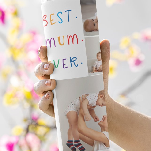 Modern Collage Foto & Colorful Best Mum Ever Gesch Thermosbecher (Von Creator hochgeladen)