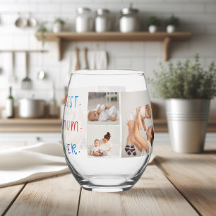 Modern Collage Foto & Colorful Best Mum Ever Gesch Weinglas Ohne Stiel