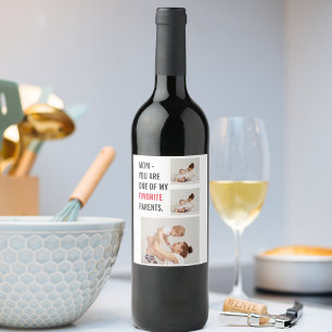 Modern Collage Foto & Happy Mothers Day Gift Weinetikett