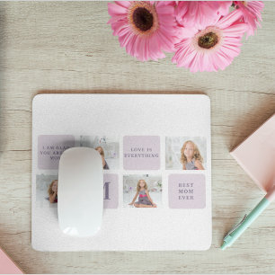 Modern Collage Foto Happy Mothers Day Lila Geschen Mousepad
