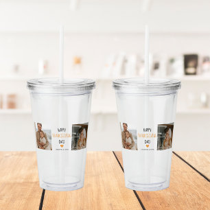 Modern Collage Foto & Happy Thanksgiving Dad Acryltrinkbecher