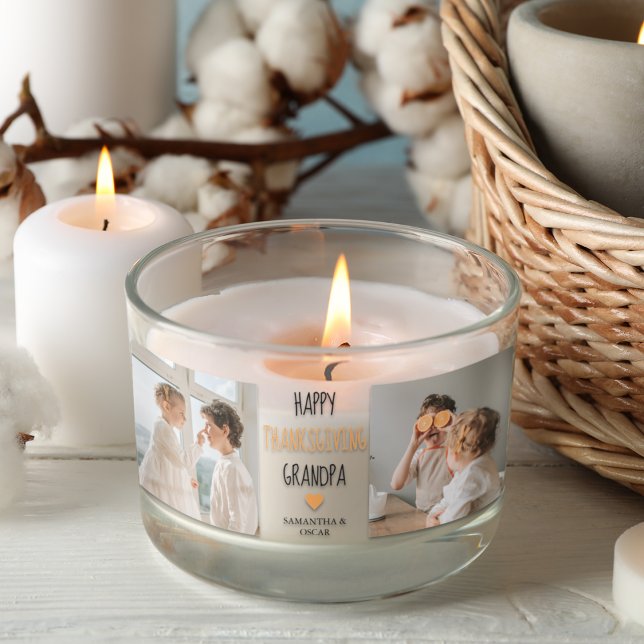 Modern Collage Foto Happy Thanksgiving Großvater Rechteckiger Aufkleber (Von Creator hochgeladen)