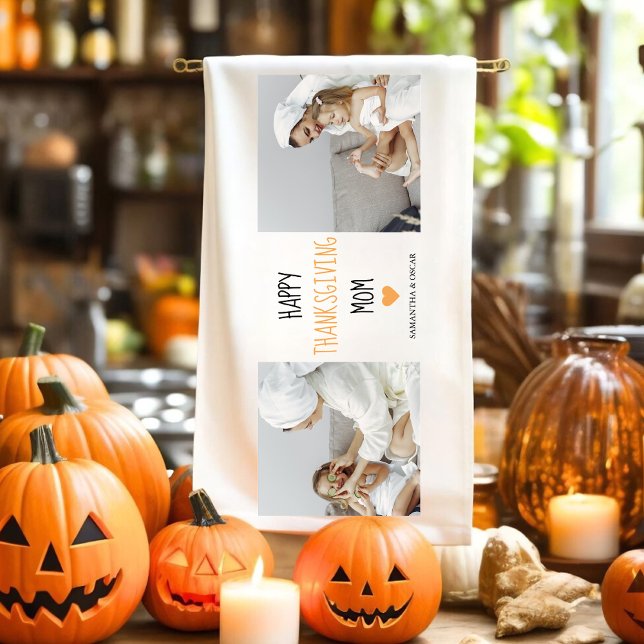 Modern Collage Foto Happy Thanksgiving-Mama Geschirrtuch (Von Creator hochgeladen)