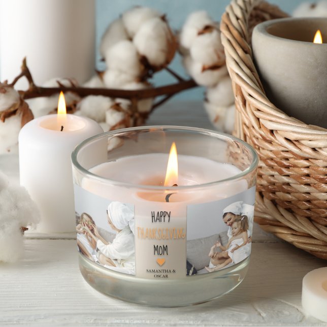 Modern Collage Foto Happy Thanksgiving-Mama Rechteckiger Aufkleber (Von Creator hochgeladen)