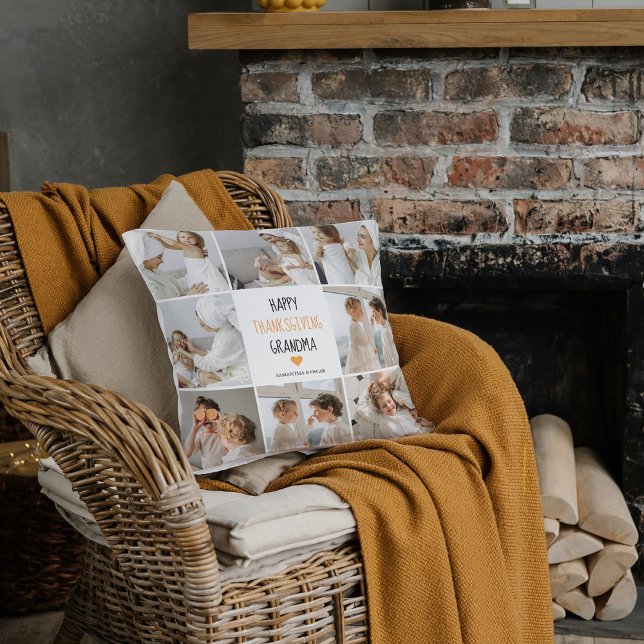 Modern Collage Foto Happy Thanksgiving Oma Kissen (Von Creator hochgeladen)