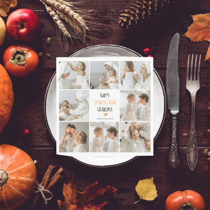 Modern Collage Foto Happy Thanksgiving Oma Serviette