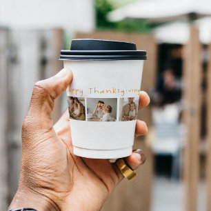 Modern Collage Foto & Happy Thanksgiving Pappbecher