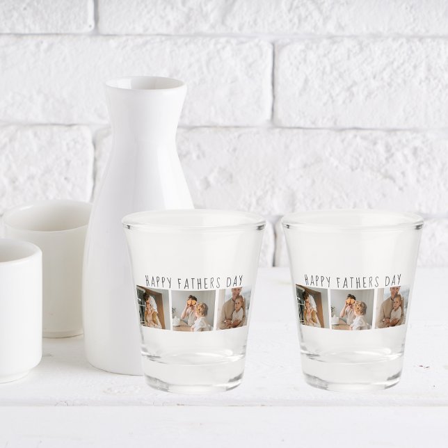 Modern Collage Foto & Happy Vathers Day Bestes Ges Schnapsglas (Von Creator hochgeladen)