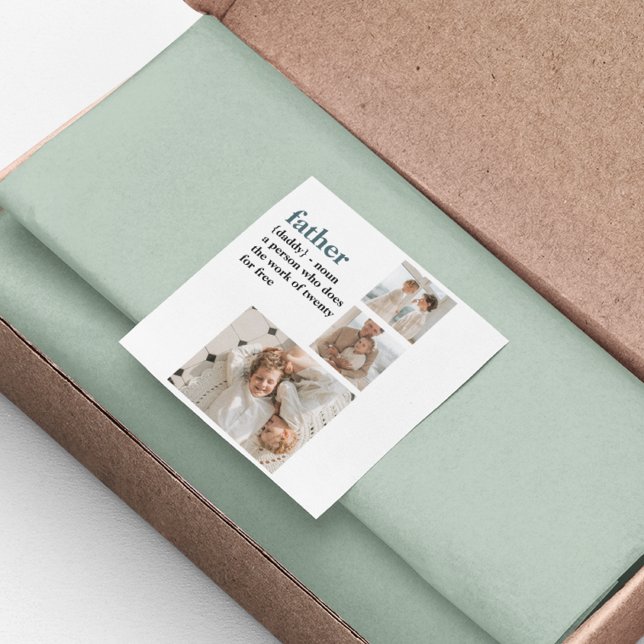 Modern Collage Foto Happy Vathers Day Gift Quadratischer Aufkleber (Von Creator hochgeladen)