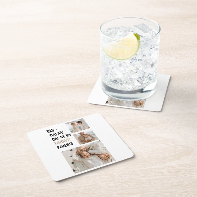 Modern Collage Foto & Happy Vathers Day Gift Rechteckiger Pappuntersetzer (Vor Ort)