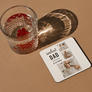 Modern Collage Foto Happy Vathers Day Gift Rechteckiger Pappuntersetzer