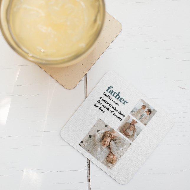 Modern Collage Foto Happy Vathers Day Gift Rechteckiger Pappuntersetzer (Von Creator hochgeladen)