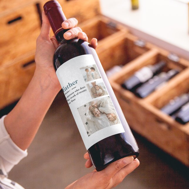 Modern Collage Foto Happy Vathers Day Gift Weinetikett (Von Creator hochgeladen)