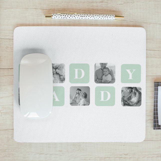 Modern Collage Foto Mint & Happy VathersDay-Gesche Mousepad (Von Creator hochgeladen)