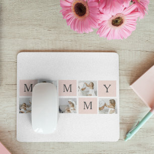 Modern Collage Foto & Pastel Pink Mommy Mousepad