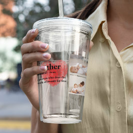 Modern Collage Foto & Red Heart Mother Gift Acryltrinkbecher