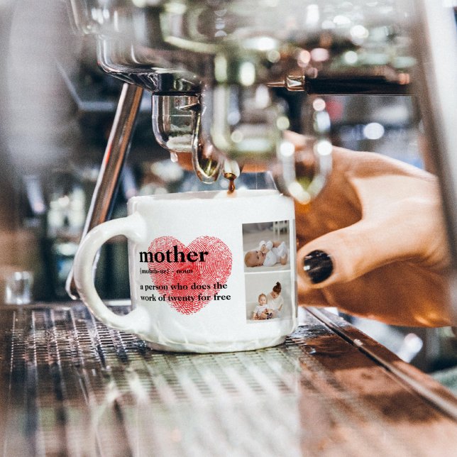 Modern Collage Foto & Red Heart Mother Gift Espressotasse (Von Creator hochgeladen)