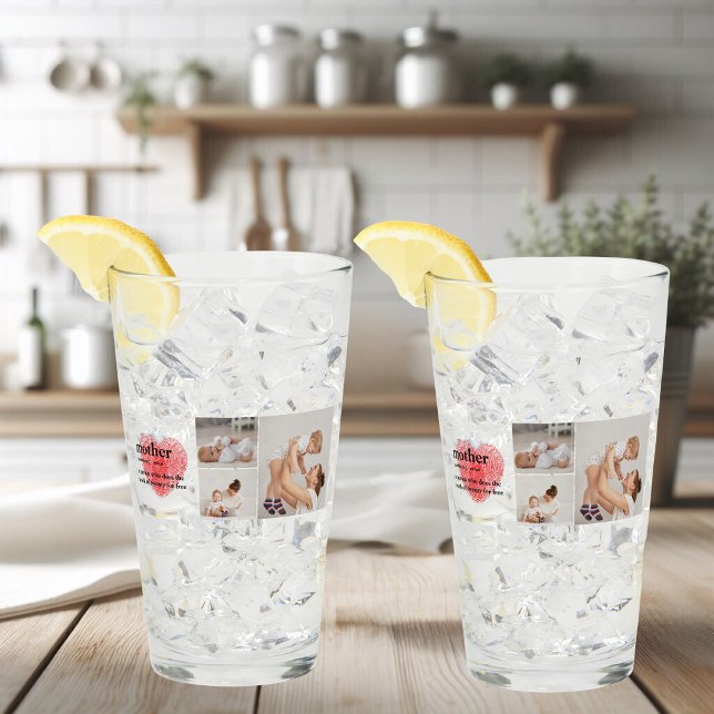Modern Collage Foto & Red Heart Mother Gift Glas (Von Creator hochgeladen)