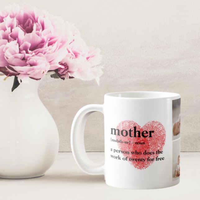 Modern Collage Foto & Red Heart Mother Gift Kaffeetasse (Von Creator hochgeladen)