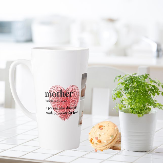 Modern Collage Foto & Red Heart Mother Gift Milchtasse (Von Creator hochgeladen)