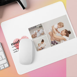 Modern Collage Foto & Red Heart Mother Gift Mousepad