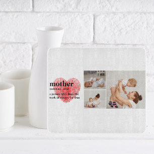 Modern Collage Foto & Red Heart Mother Gift Schneidebrett