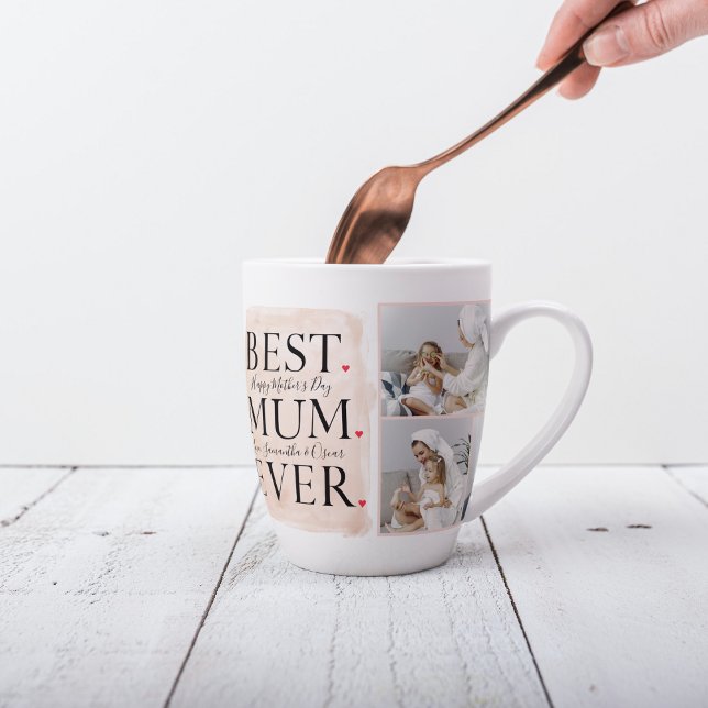 Modern Collage Foto von Pink Happy Mothers Day Milchtasse (Von Creator hochgeladen)