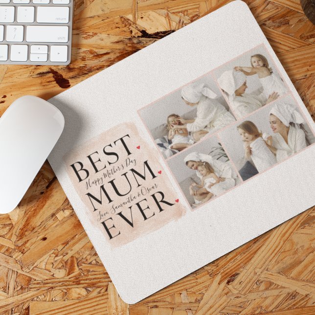 Modern Collage Foto von Pink Happy Mothers Day Mousepad (Von Creator hochgeladen)