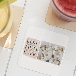 Modern Collage Foto von Pink Happy Mothers Day Rechteckiger Pappuntersetzer