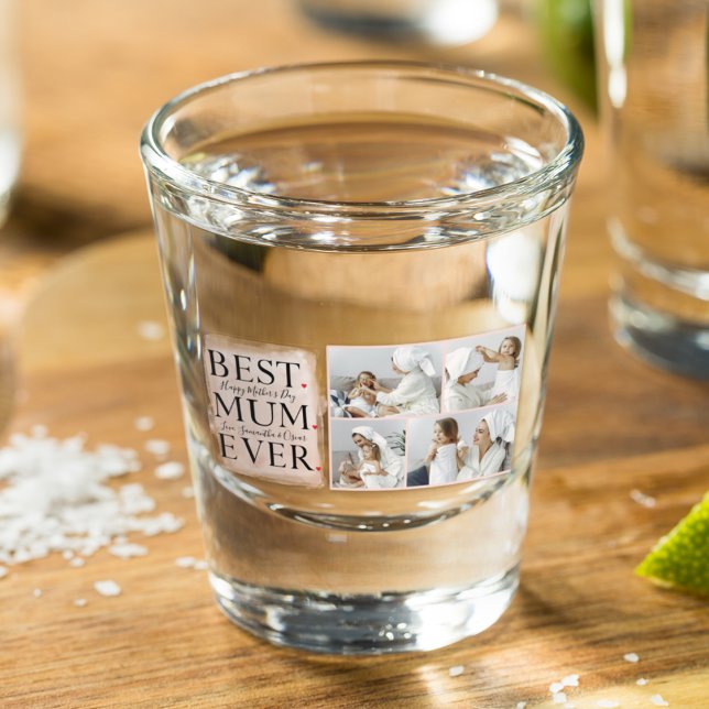 Modern Collage Foto von Pink Happy Mothers Day Schnapsglas (Von Creator hochgeladen)