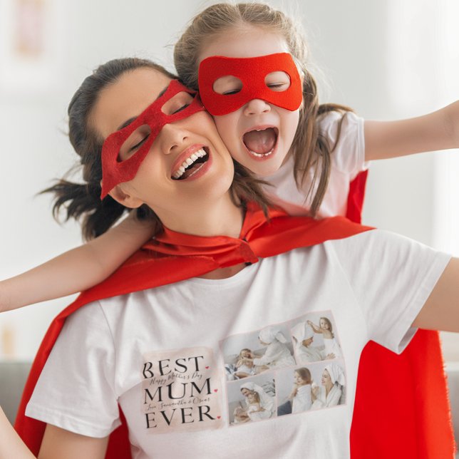 Modern Collage Foto von Pink Happy Mothers Day T-Shirt (Von Creator hochgeladen)