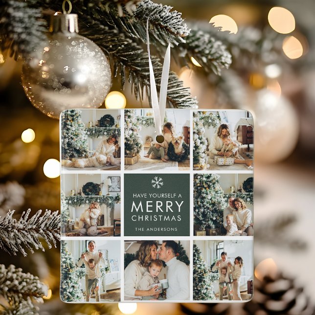 Modern Collage “Merry Christmas” Multi Photo Keramikornament (Von Creator hochgeladen)