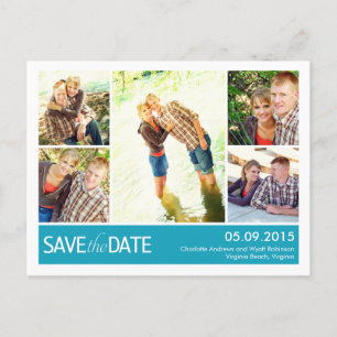 Modern Collage Save the Date Postcard Ankündigungspostkarte