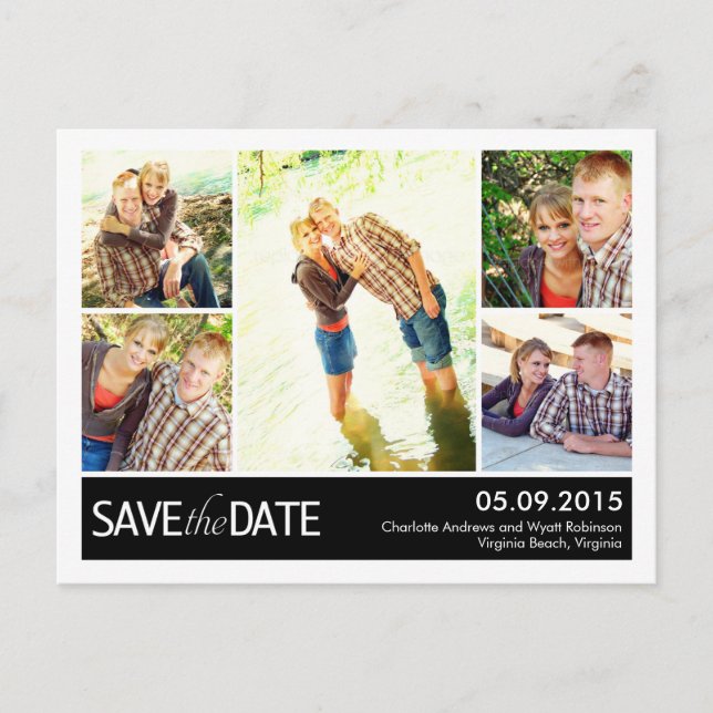 Modern Collage Save the Date Postcard Ankündigungspostkarte (Vorderseite)