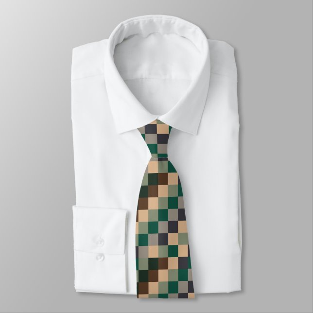 Modern Color Checks Checkerboard Krawatte (Gebunden)