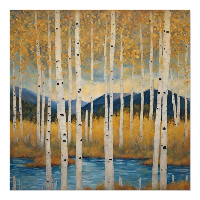 Modern Colorado Aspens Mountain Fall Poster (Vorne)