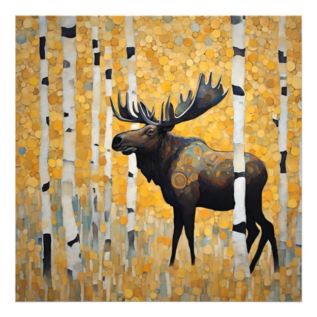 Modern Colorado Aspens Mountain Moose Fotodruck (Vorne)