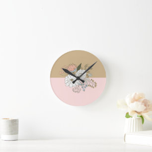 Modern Colorblock Bouquet Runde Wanduhr