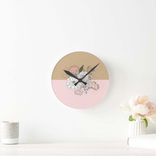 Modern Colorblock Bouquet Runde Wanduhr (Zuhause)