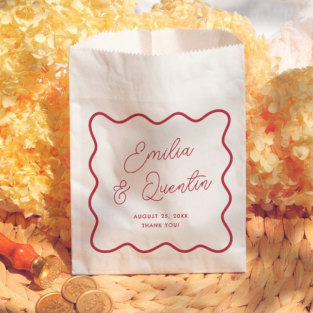 Modern Colorful Chic Wavy Frame Retro Wedding Geschenktütchen (Von Creator hochgeladen)