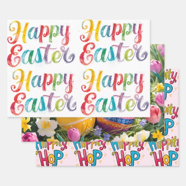 Modern Colorful Egg Pattern Easter Wrapping Paper Geschenkpapier Set (Set)