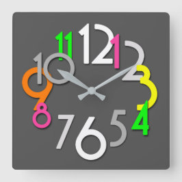 Modern Colorful Neon Wallclock Quadratische Wanduhr