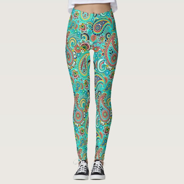 Modern Colorful Paisley Leggings (Vorderseite)