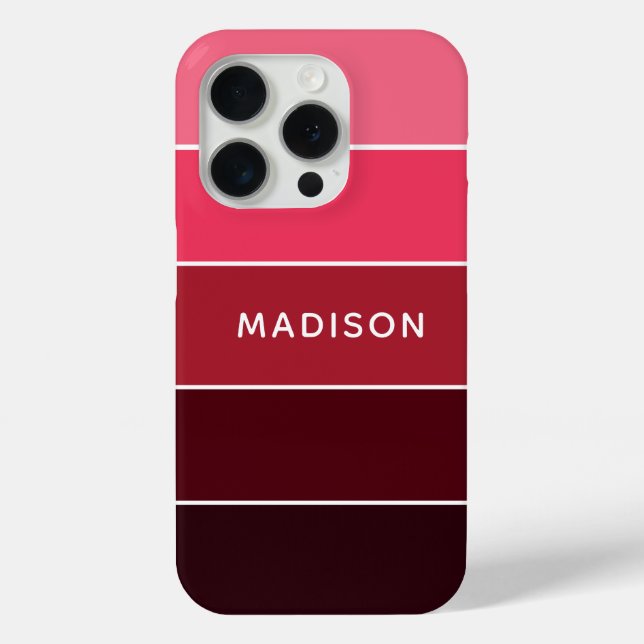 Modern Colorful Pink Colorblock Personalized Name Case-Mate iPhone Hülle (Rückseite)